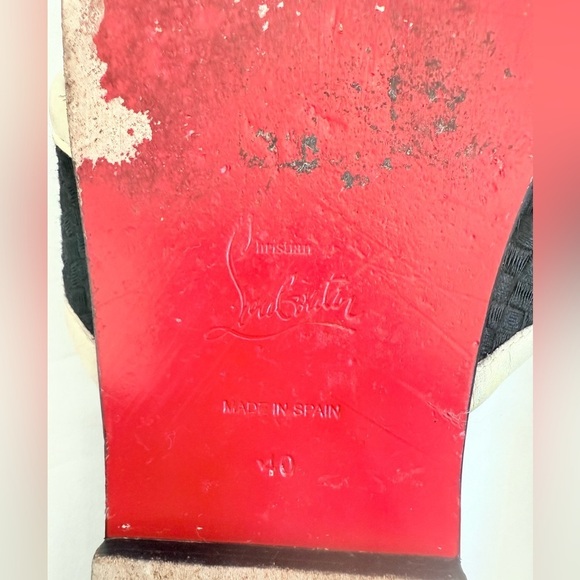 Christian Louboutin Black white leather criss cross Logo Crossimule slides EU 40 - Picture 8 of 12